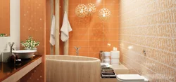 Photo of bathroom tiles in warm colors