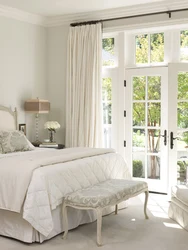 Curtain design for bedroom with white furniture