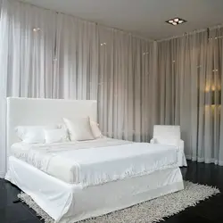 Curtain design for bedroom with white furniture