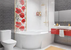 Bathroom tiles with flowers photo