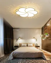 Suspended ceilings lighting photo in the bedroom with a chandelier
