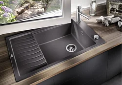 Stone sinks in the kitchen interior