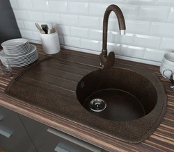 Stone sinks in the kitchen interior