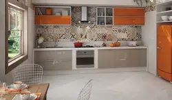 Kitchen apron made of tiles modern design 2023
