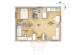 Photo of a house 8 by 8 one-story photo with two bedrooms