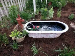 Пруд из ванной на даче фото