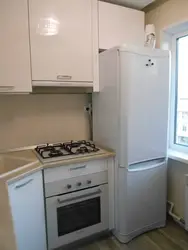 How to place a refrigerator in a small kitchen in Khrushchev photo