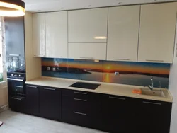 Kitchen straight 5 meters design with refrigerator