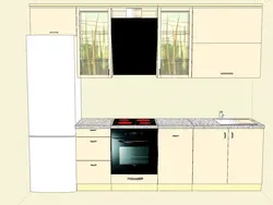 Kitchen straight 5 meters design with refrigerator