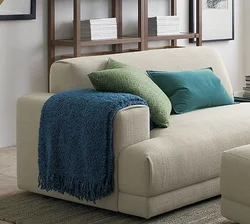 Blankets in the living room interior on the sofa