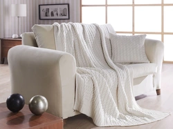 Blankets in the living room interior on the sofa