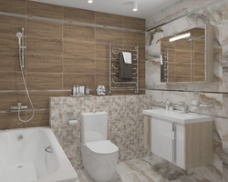 Ванна бөлмесінің дизайны ағаштан жасалған фарфор плиткасы