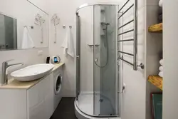 Shower cabin in the bathroom of a panel house photo