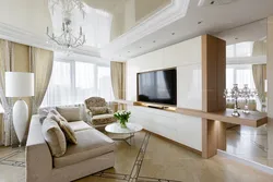 Living room in light colors in a modern style photo in the apartment