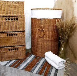 Laundry Basket In The Bathroom Interior Photo