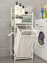 Laundry basket in the bathroom interior photo