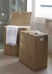 Laundry basket in the bathroom interior photo
