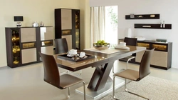 Modern dining table in the living room photo