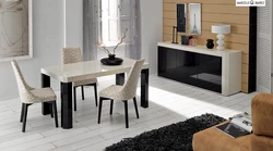 Modern dining table in the living room photo