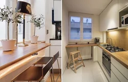 Kitchen design with a table by the window photo