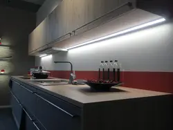 LED kitchen lighting for cabinets photo in the kitchen interior