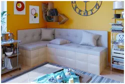 Small sofa with sleeping place in the room photo