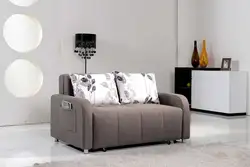 Small sofa with sleeping place in the room photo