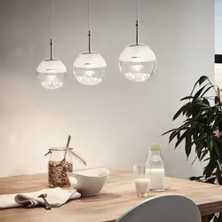 Pendant ceiling lamps in the kitchen interior