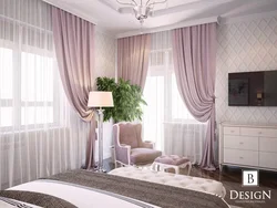 Curtains Of Two Colors In The Bedroom Interior