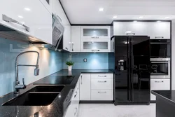 White Built-In Appliances In The Kitchen Interior Photo