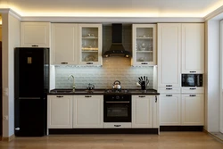 White built-in appliances in the kitchen interior photo