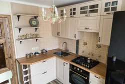 Kitchen design under wood in Khrushchev