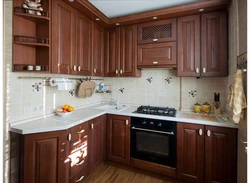 Kitchen design under wood in Khrushchev