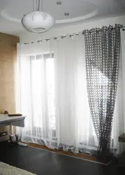 Mesh curtains in the kitchen interior