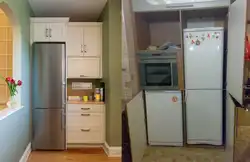Öz fotoşəkillərinizlə kiçik bir mətbəxdə soyuducunu necə quraşdırmaq olar