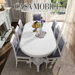 Kitchen interior with oval table photo