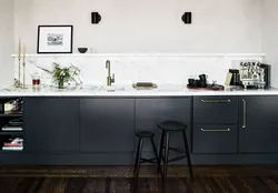 Kitchen without upper cabinets gray design