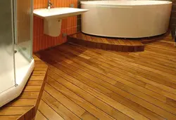 Wooden houses bathroom floor photo