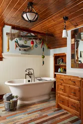 Wooden houses bathroom floor photo