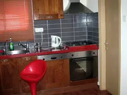 Kitchen design gas stove against the wall