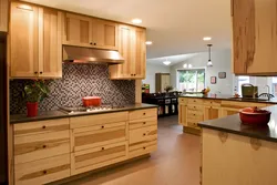 Kitchen with wooden furniture photo