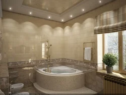 Photo of a bathroom with a jacuzzi and toilet