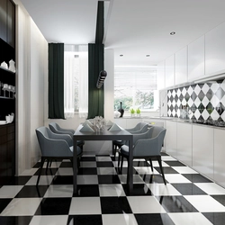 Glossy tiles in the kitchen interior