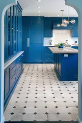 Kitchen Interior With Blue Floor