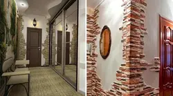 Koridor dekorativ kərpic və divar kağızı fotoşəkili