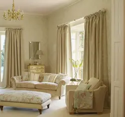 Combination of curtains in the living room interior photo