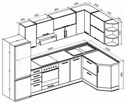 Kitchen drawings with dimensions and photos