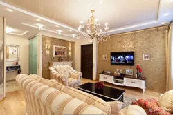 Living Room Interior With Beige Ceiling