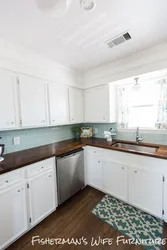 Dairy kitchen with wooden countertop photo