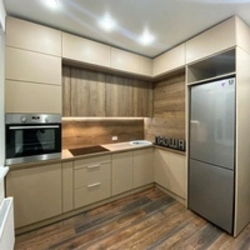 Ошхонаи ширӣ бо акс countertop чӯбӣ